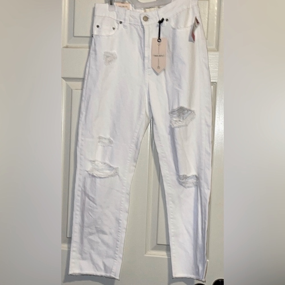 🆕NWT Ban jara super high waisted ripped white girlfriend jeans size 5/26